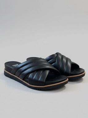 Eileen Fisher black leather sandals, size 8, NEW IN BOX!